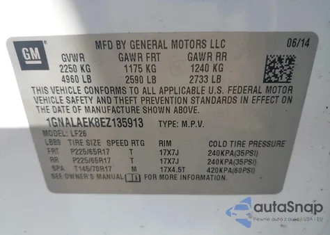 2014 Chevrolet Equinox Ls z USA, uszkodzony, nr VIN 1GNALAEK8EZ135913